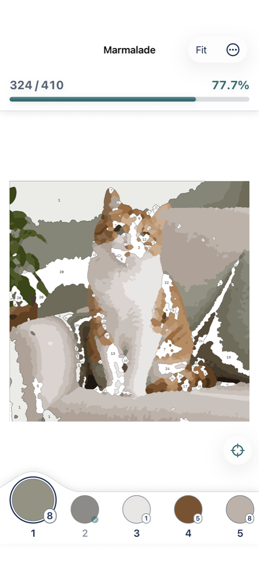 Risola on iPhone: coloring a cat by number